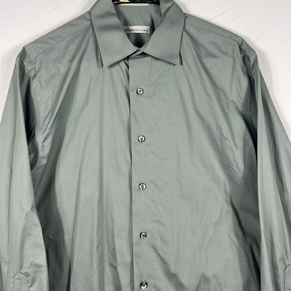 🔥 KENNETH COLE New York Cotton Gray Pinstriped LS Button Shirt Sz M - PERFECT - Picture 2 of 10
